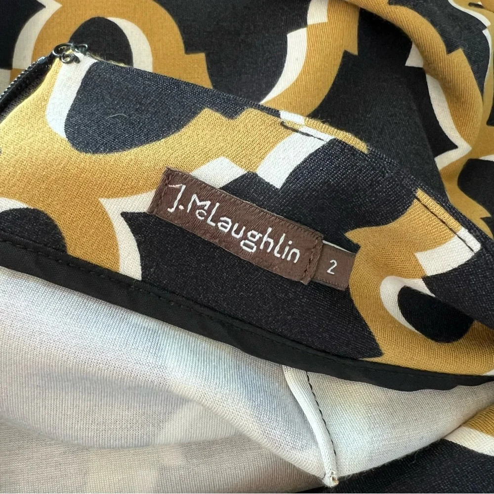 J. McLaughlin Office Workwear Pencil Skirt In black and golden yellow size 2